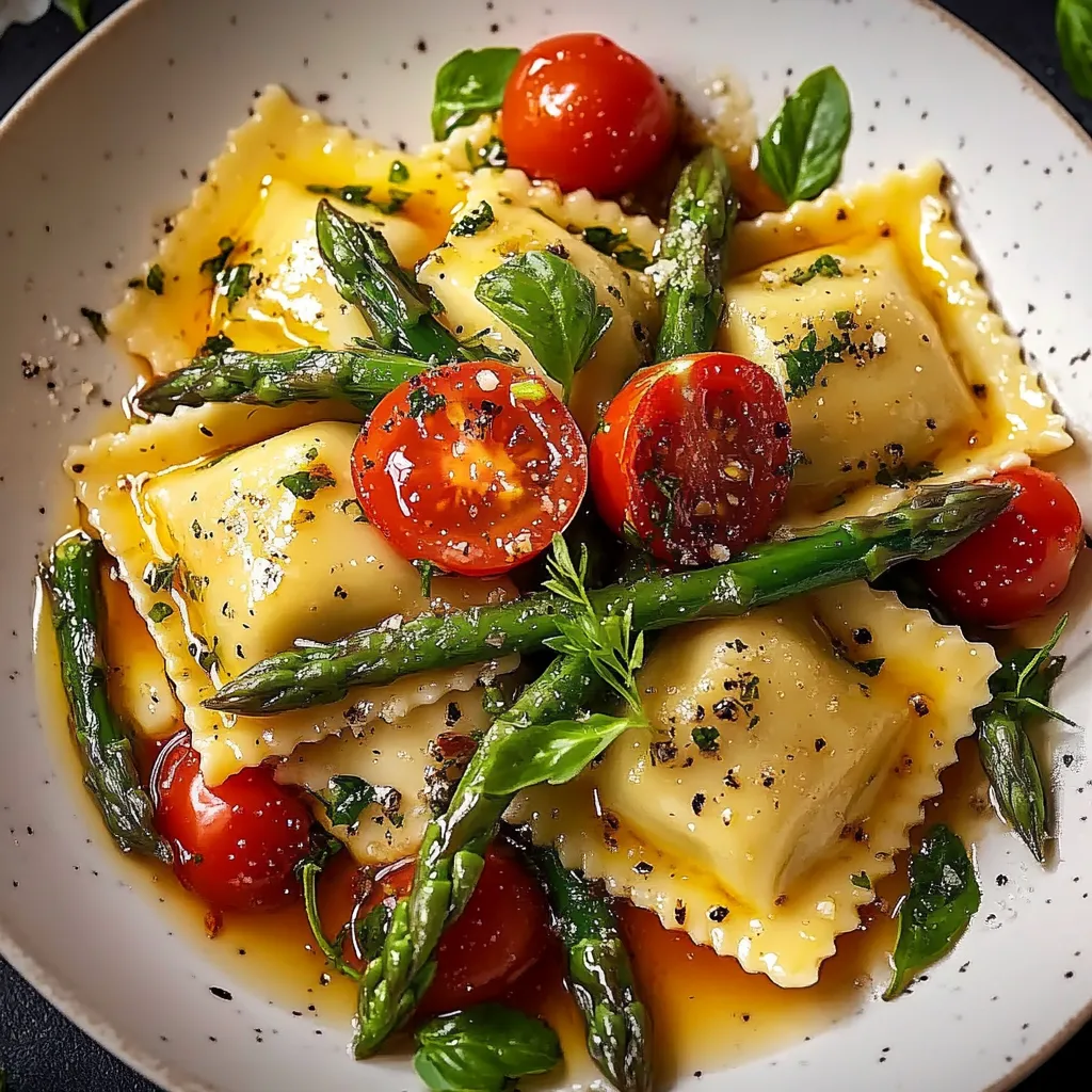 Delicious Ravioli with Tomatoes, Asparagus, and Garlic – Quick and Flavorful Recipe