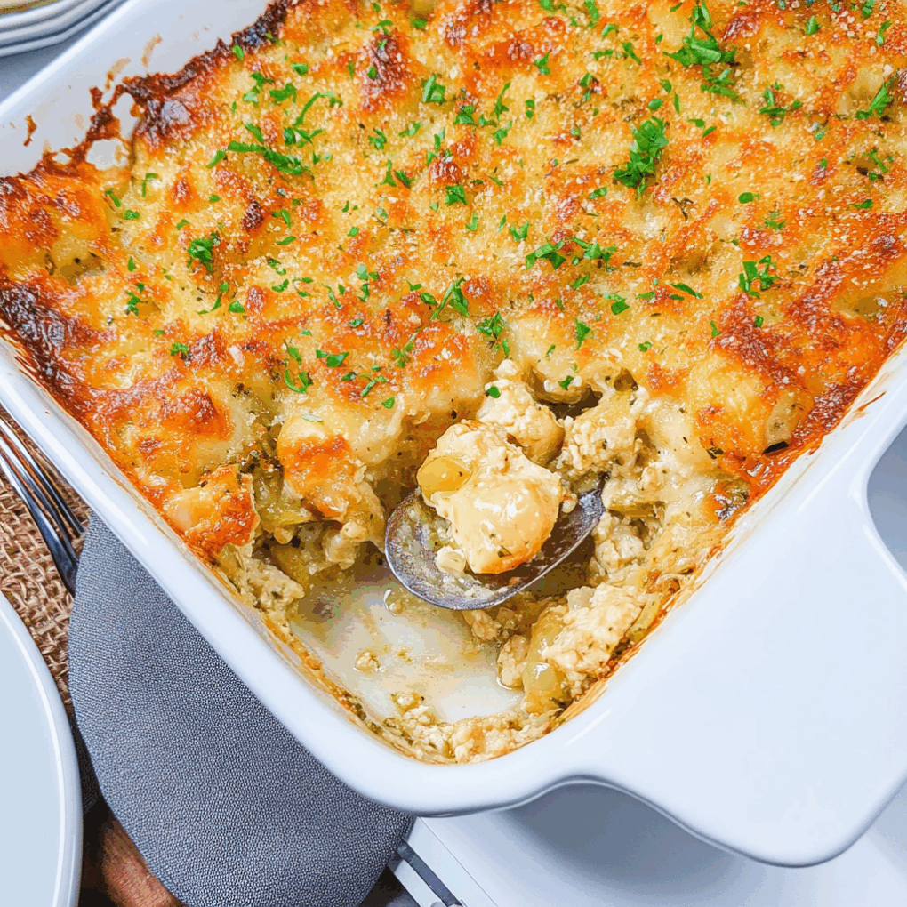 Key technique for making Million Dollar Chicken Casserole demonstrated by Louisa Jannet