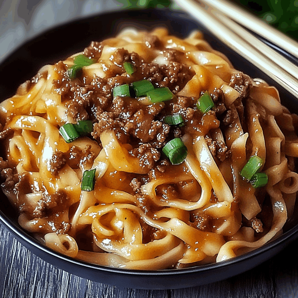 Save this Mongolian Ground Beef Noodles recipe for later - homemade delicious Mongolian Ground Beef Noodles recipe by chef Louisa Jannet