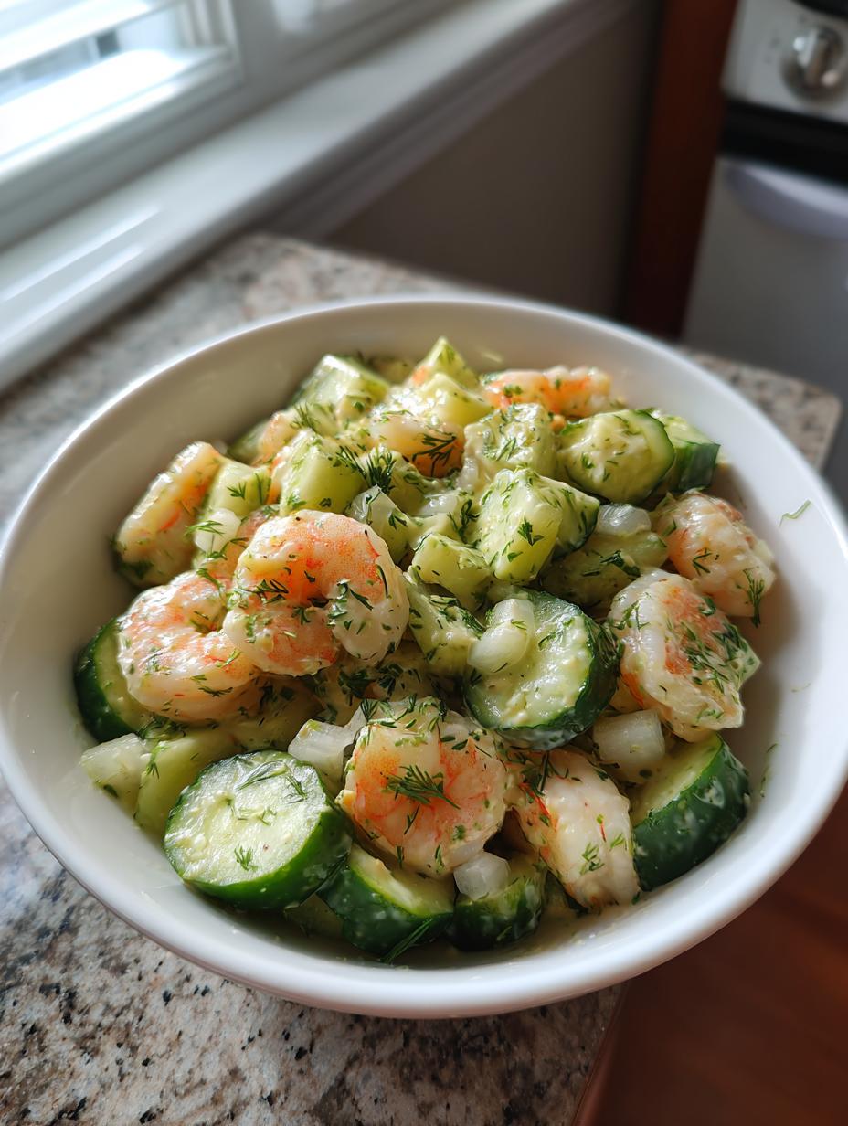 Irresistible Cucumber Shrimp Salad vibrant creamy lime dill dressing summer lunch