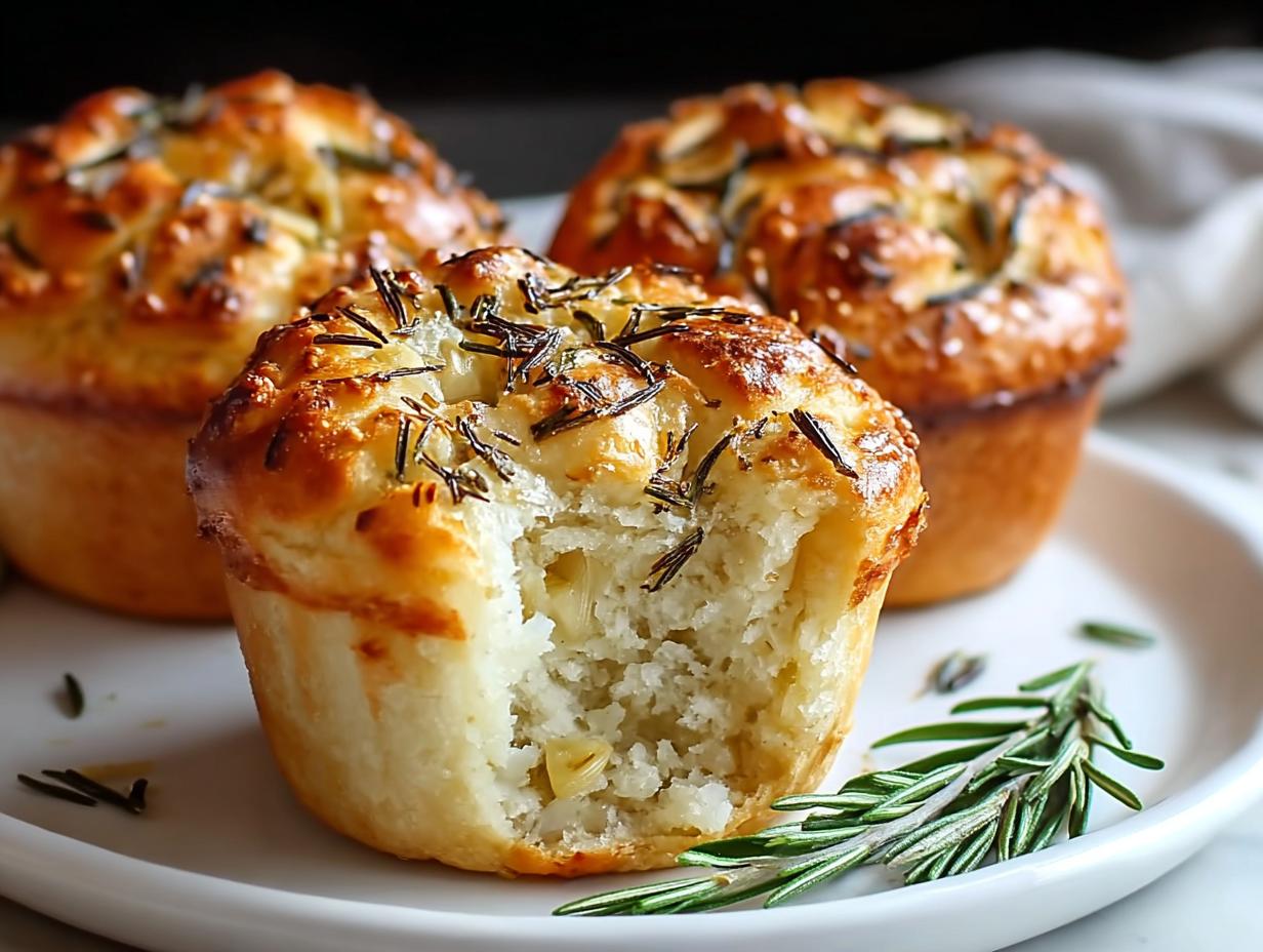 Garlic Rosemary Focaccia Muffins: 8 Bites of Bliss 4 Garlic Rosemary Focaccia Muffins - detail 1