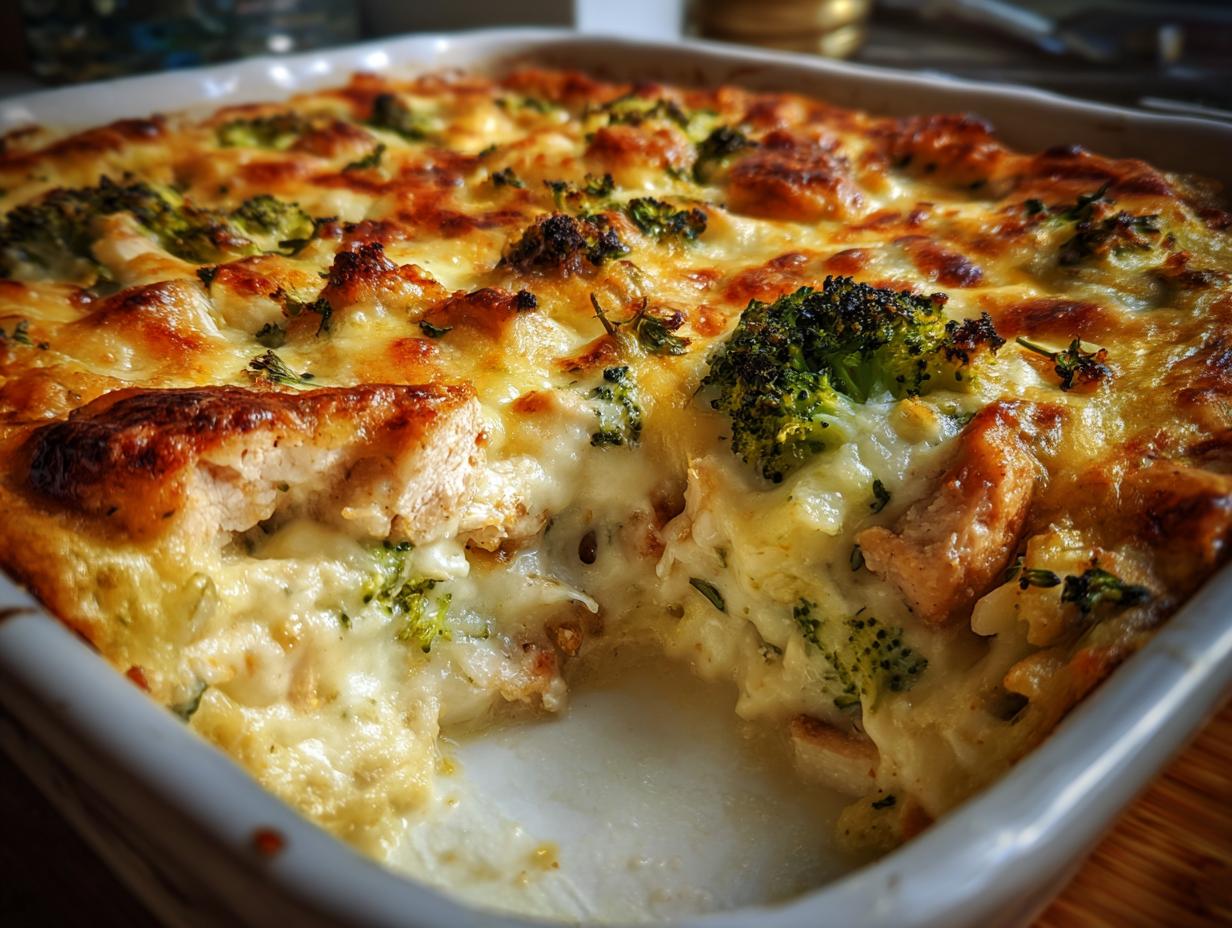 Keto Chicken Alfredo Broccoli Bake
