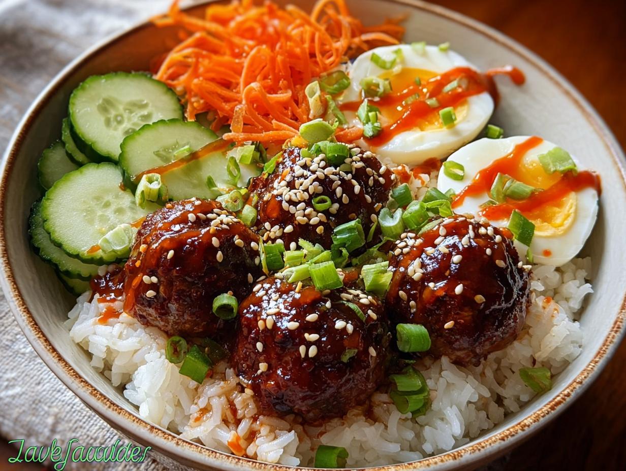 Korean BBQ Meatball Rice: 1 Hour Cook 4 Korean BBQ Meatball Rice: 1 Hour Cook - Korean Bbq Meatball Rice - additional detail