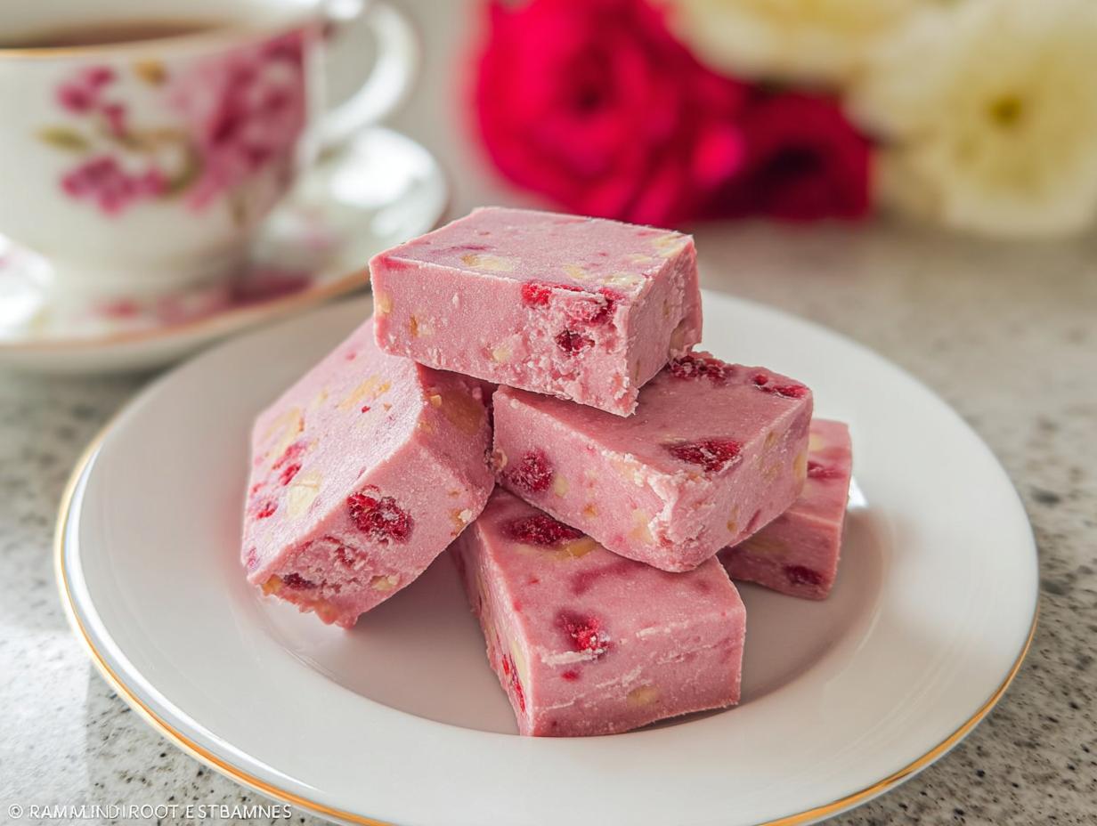 Raspberry Coconut Fudge: 10 min magic 3 Raspberry Coconut Fudge - detail 1