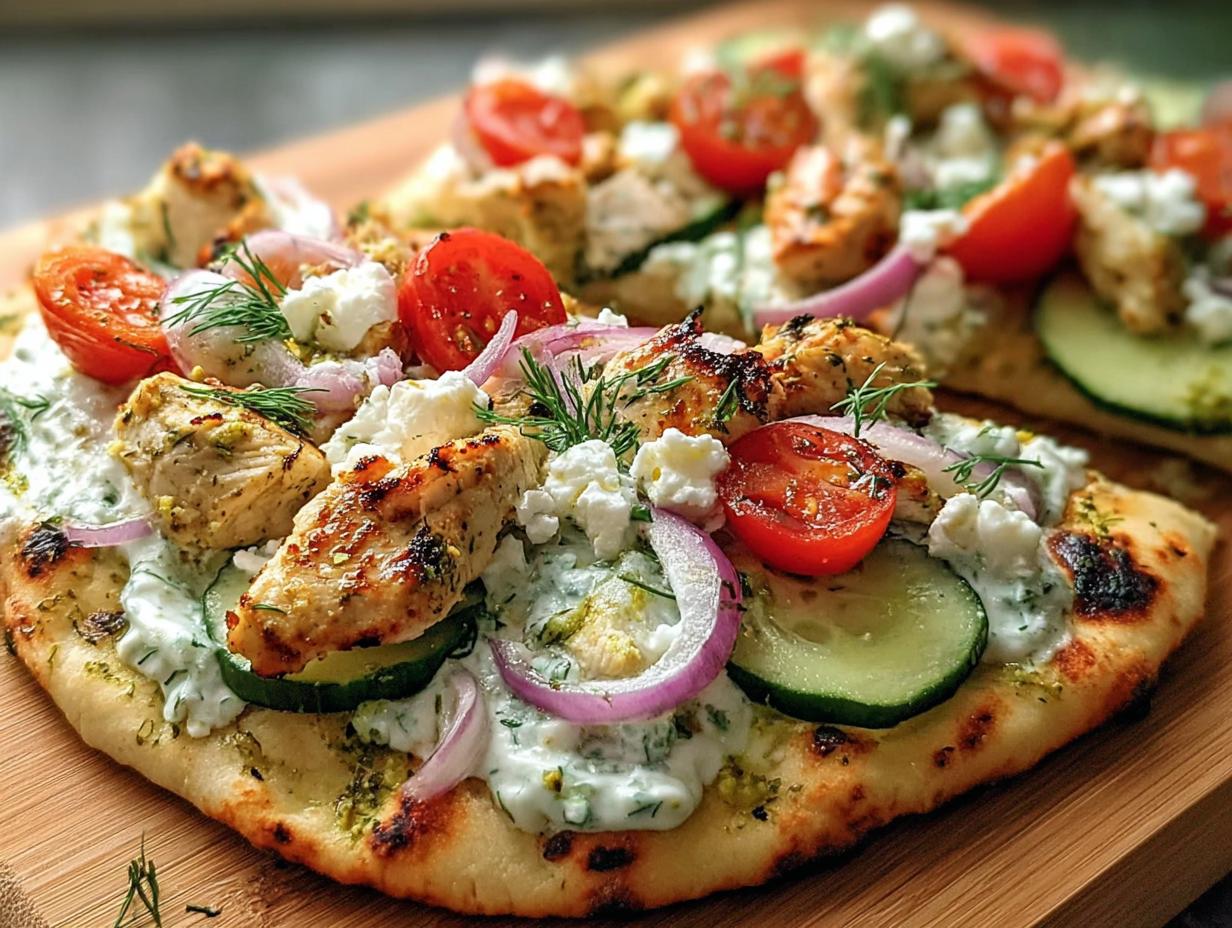 Tzatziki Chicken & Veggie Naan Pizza
