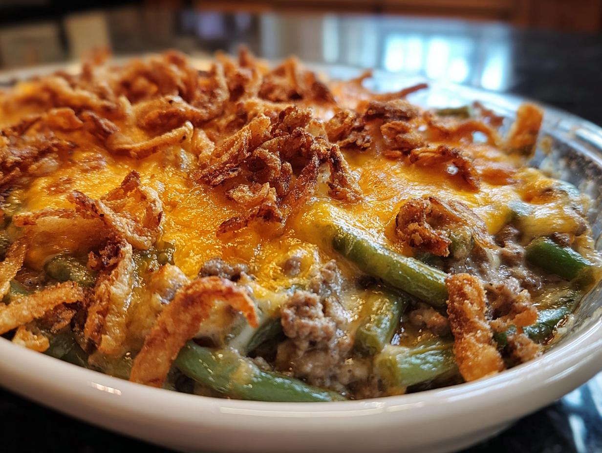 Cheesy Hamburger Green Bean