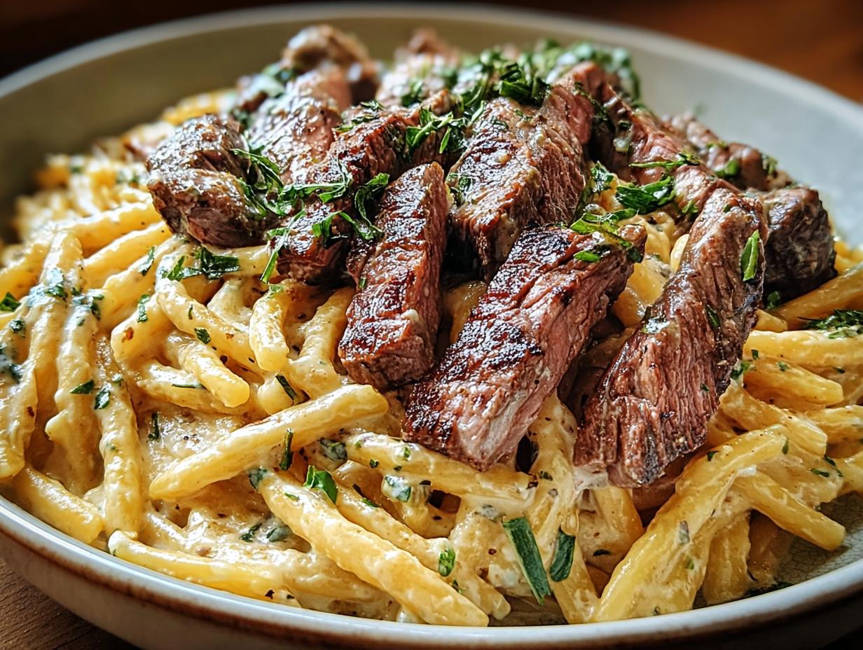 Creamy Steak Pasta Deliciously
