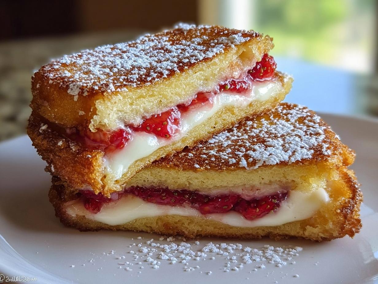 Delicious Fried Strawberry Cheesecake Sandwiches - Fried Strawberry Cheesecake Sandwiches - additional detail