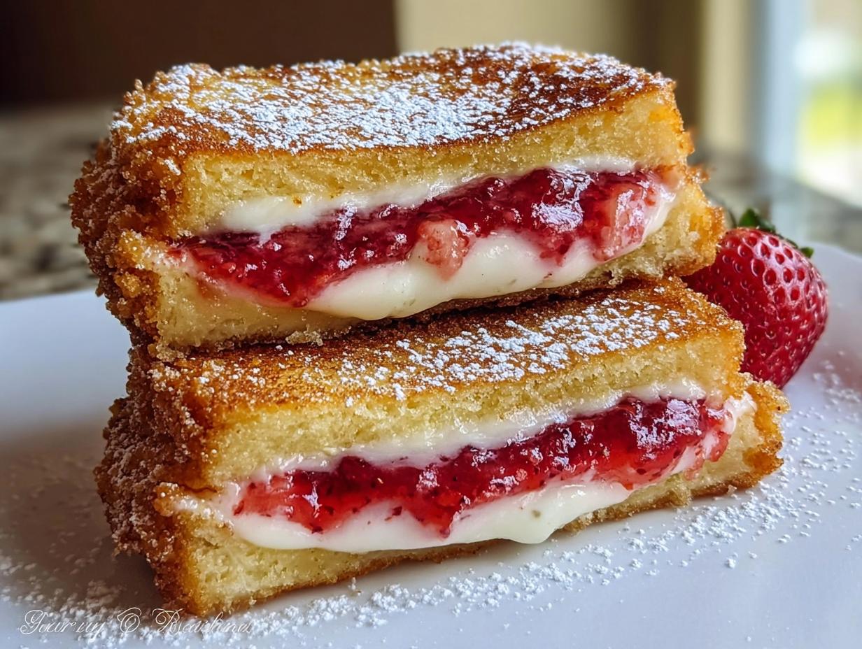 Delicious Fried Strawberry Cheesecake Sandwiches - Fried Strawberry Cheesecake Sandwiches - additional detail