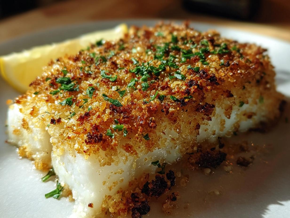 Garlic Parmesan Halibut: Amazing 10-Min Dinner - Garlic Parmesan Crusted Halibut - additional detail
