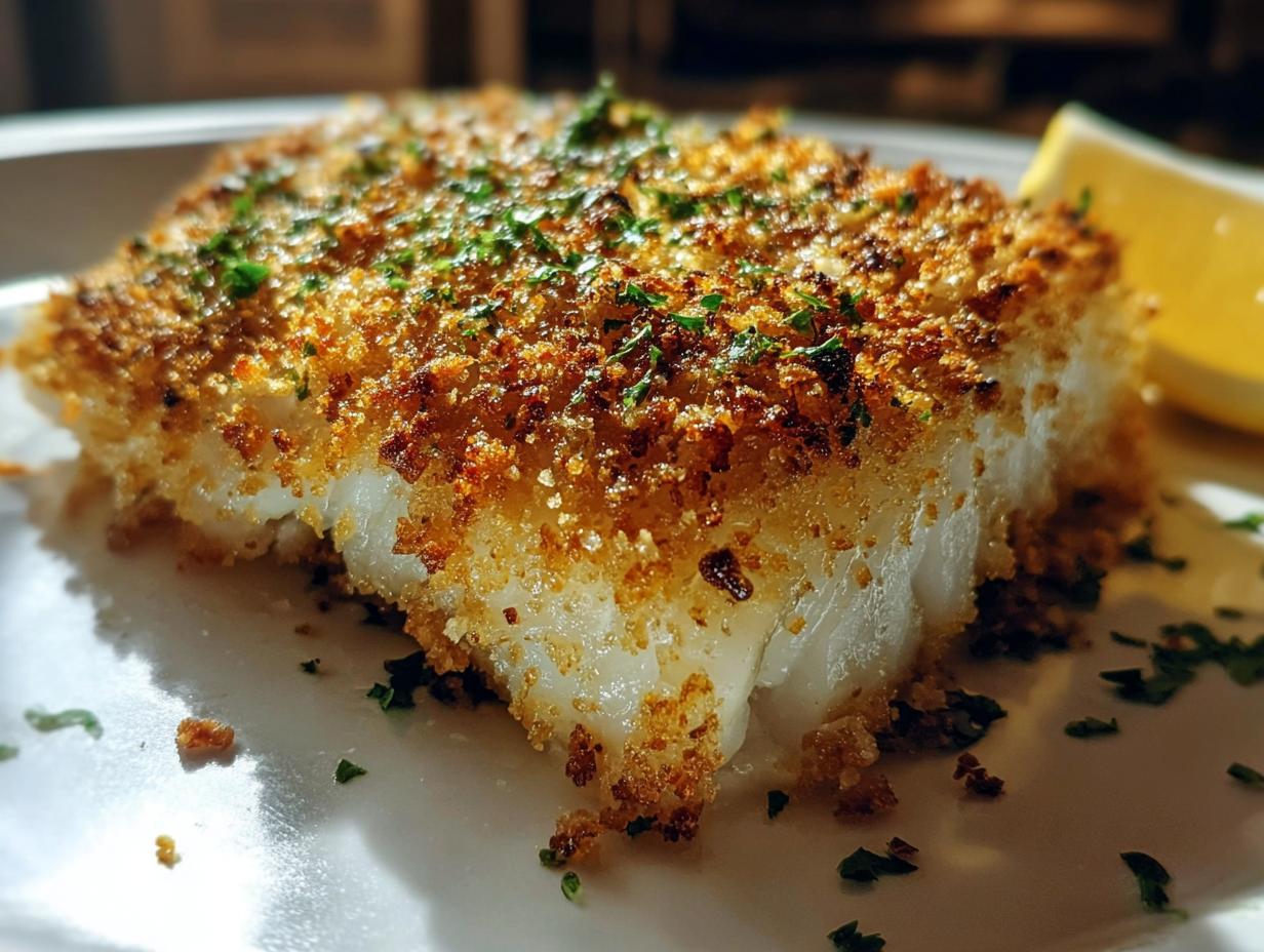 Garlic Parmesan Halibut: Amazing 10-Min Dinner - Garlic Parmesan Crusted Halibut - additional detail