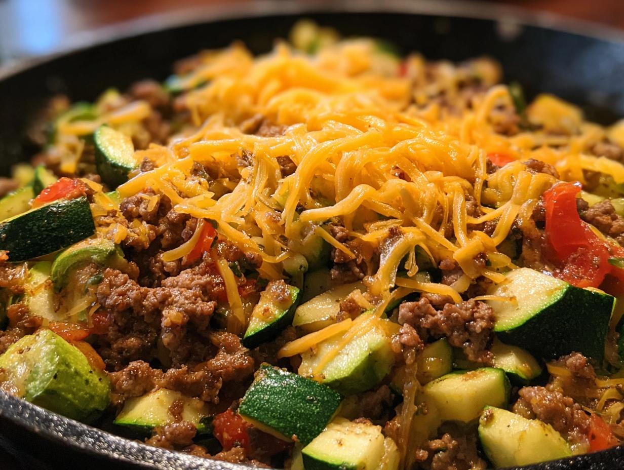 Easy One Pan Taco Zucchini: Busy Weeknight Win - One Pan Taco Zucchini - additional detail
