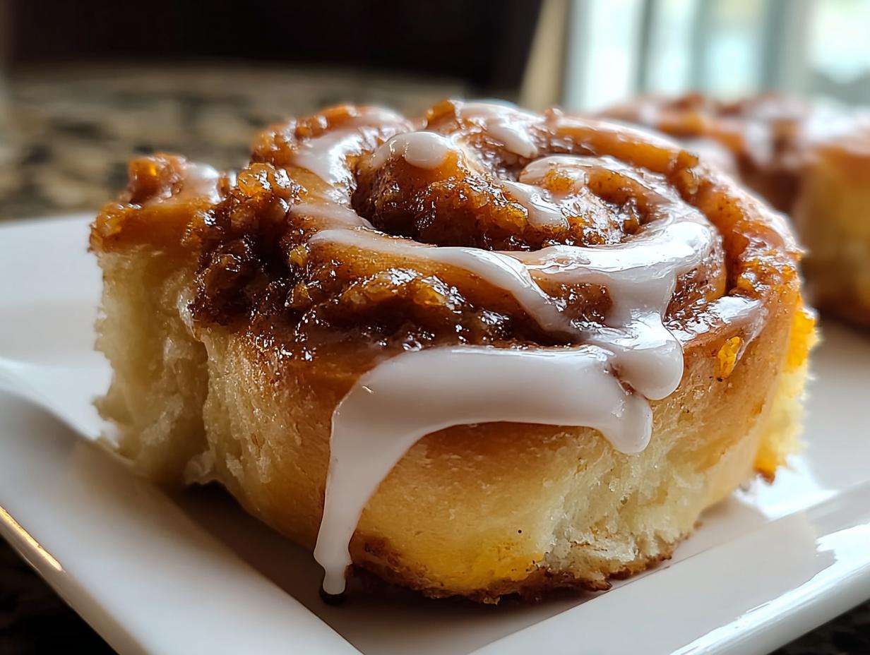 Peach Cobbler Cinnamon Rolls: 1 Blissful Bite - Peach Cobbler Cinnamon Rolls - additional detail