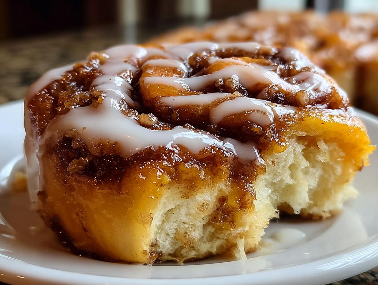 Peach Cobbler Cinnamon Rolls: 1 Blissful Bite - Peach Cobbler Cinnamon Rolls - additional detail