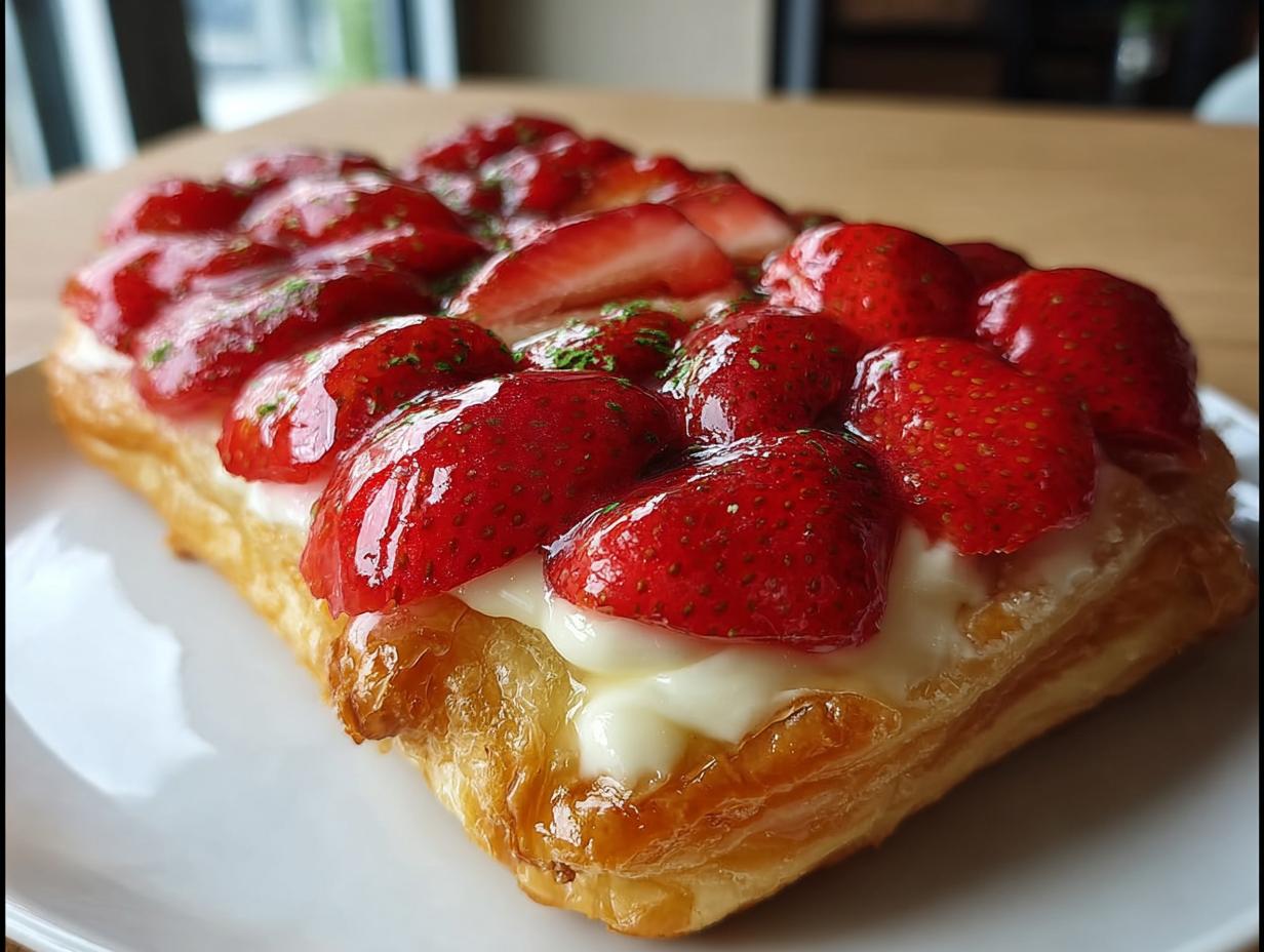 Süßer Schneller Erdbeerkuchen Mit Schmand - Schneller Erdbeerkuchen Mit Schmand - close-up of strawberries on top