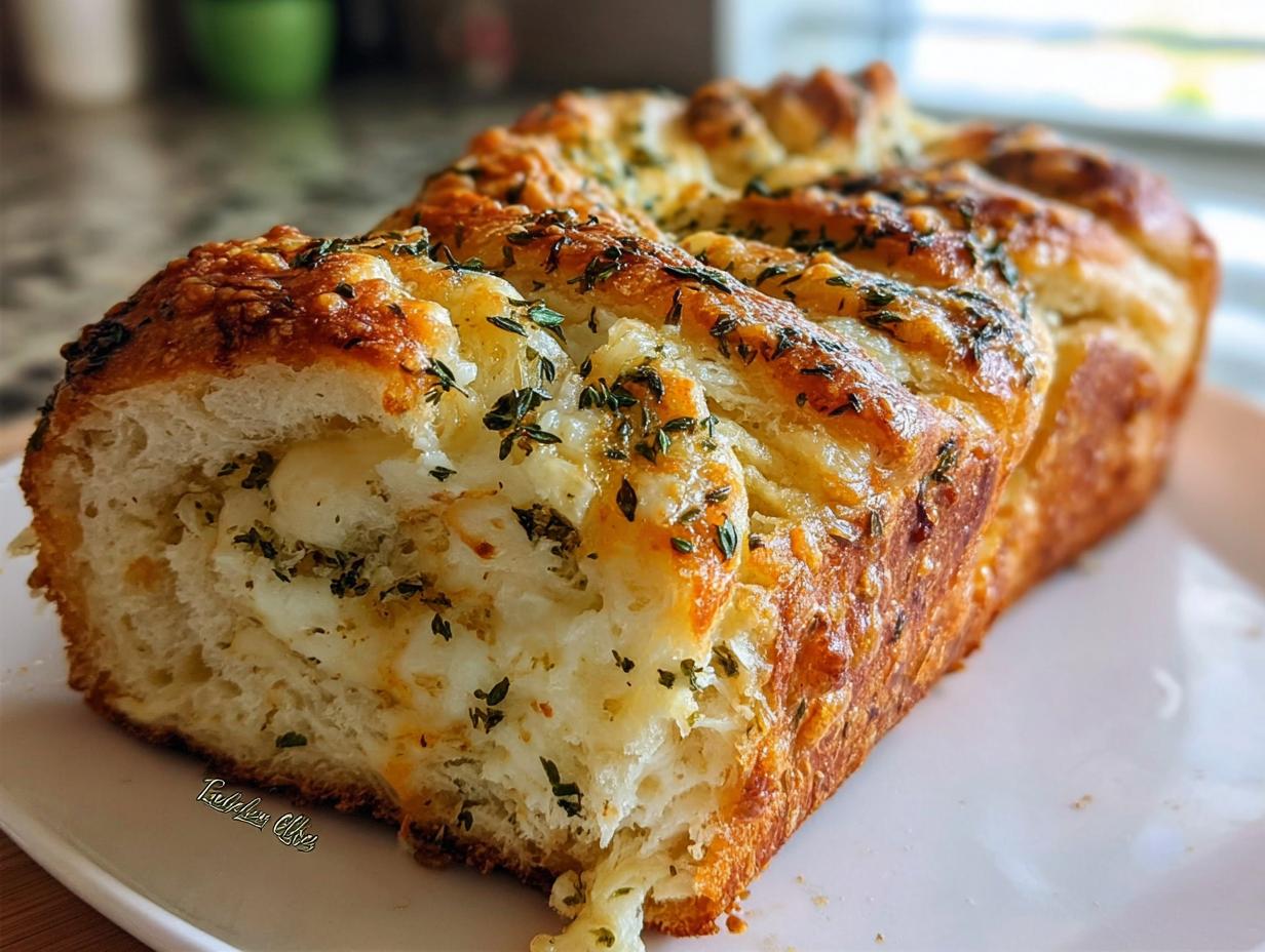 Amazing Swirled Garlic Herb Cheese Bread - Swirled Garlic Herb Cheese - additional detail
