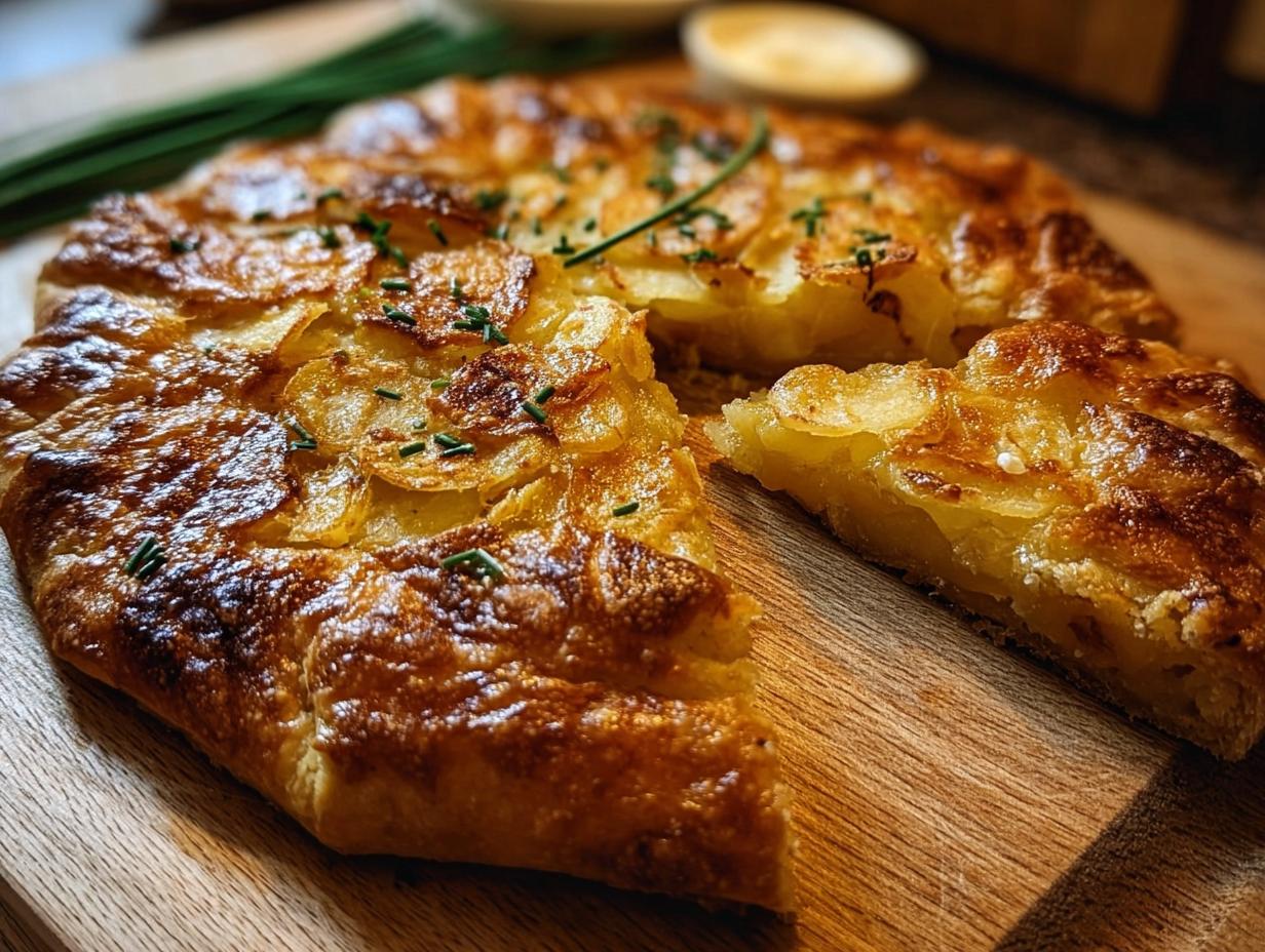 Golden Cheesy Galette Potatoes: Easy & Delicious Recipe 5 Golden Cheesy Galette Potatoes: Easy & Delicious Recipe - Golden Cheesy Galette Potatoes - close-up of baked galette