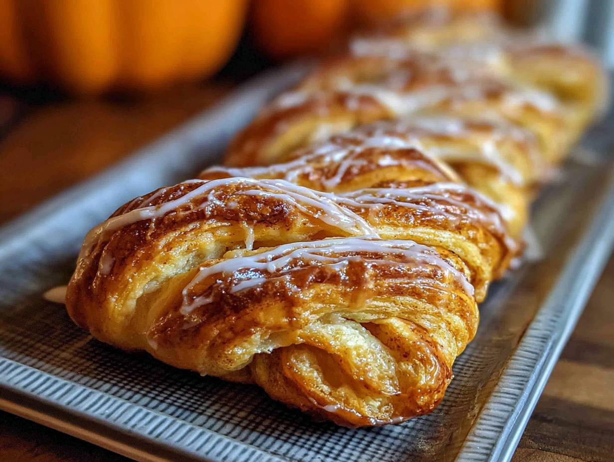 Pumpkin Twist Pastry: Easy & Delicious Fall Treat - close up of pumpkin twist pastry