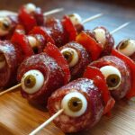 Skewered Salami Eyeballs Fun