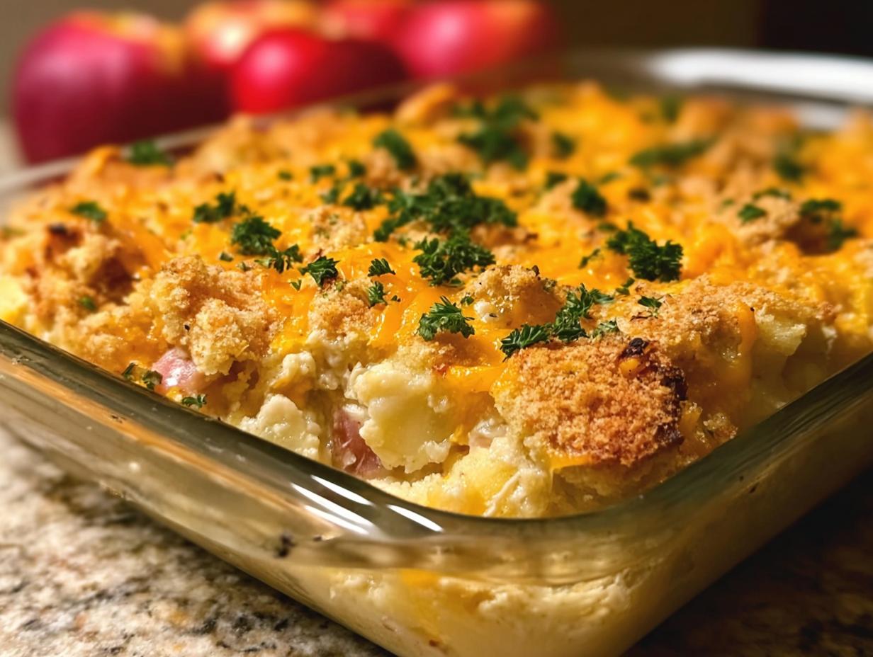 Amazing Thanksgiving Leftover Casserole 15 Min Prep 5 Close-up of Thanksgiving Leftover Casserole with melted cheese
