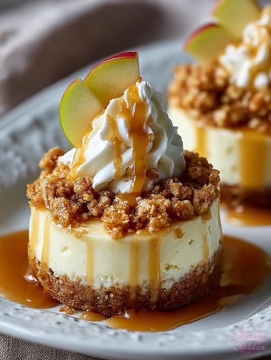 Apple Crisp Mini Cheesecakes: 12 Cozy Fall Delights - Apple Crisp Mini Cheesecakes - main visual representation