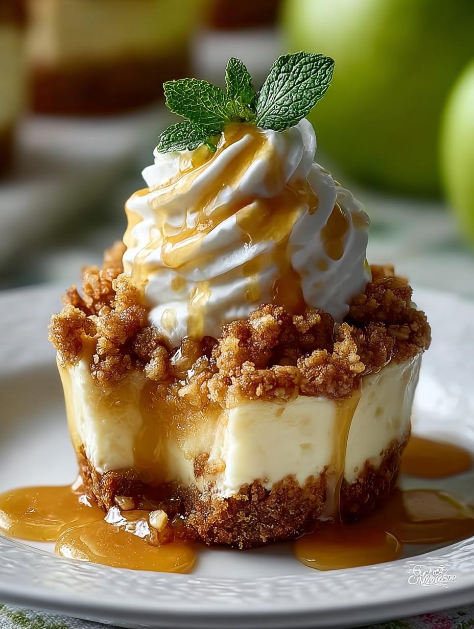 Apple Crisp Mini Cheesecakes: 12 Cozy Fall Delights - Apple Crisp Mini Cheesecakes - additional detail
