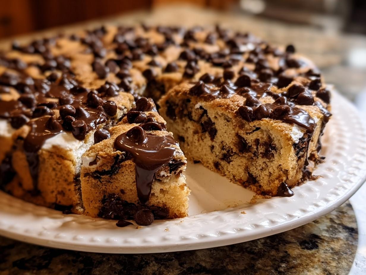 Amazing Chocolate Chip Cookie Cake in 25 Mins 4 Amazing Chocolate Chip Cookie Cake in 25 Mins - Chocolate Chip Cookie Cake - main visual representation
