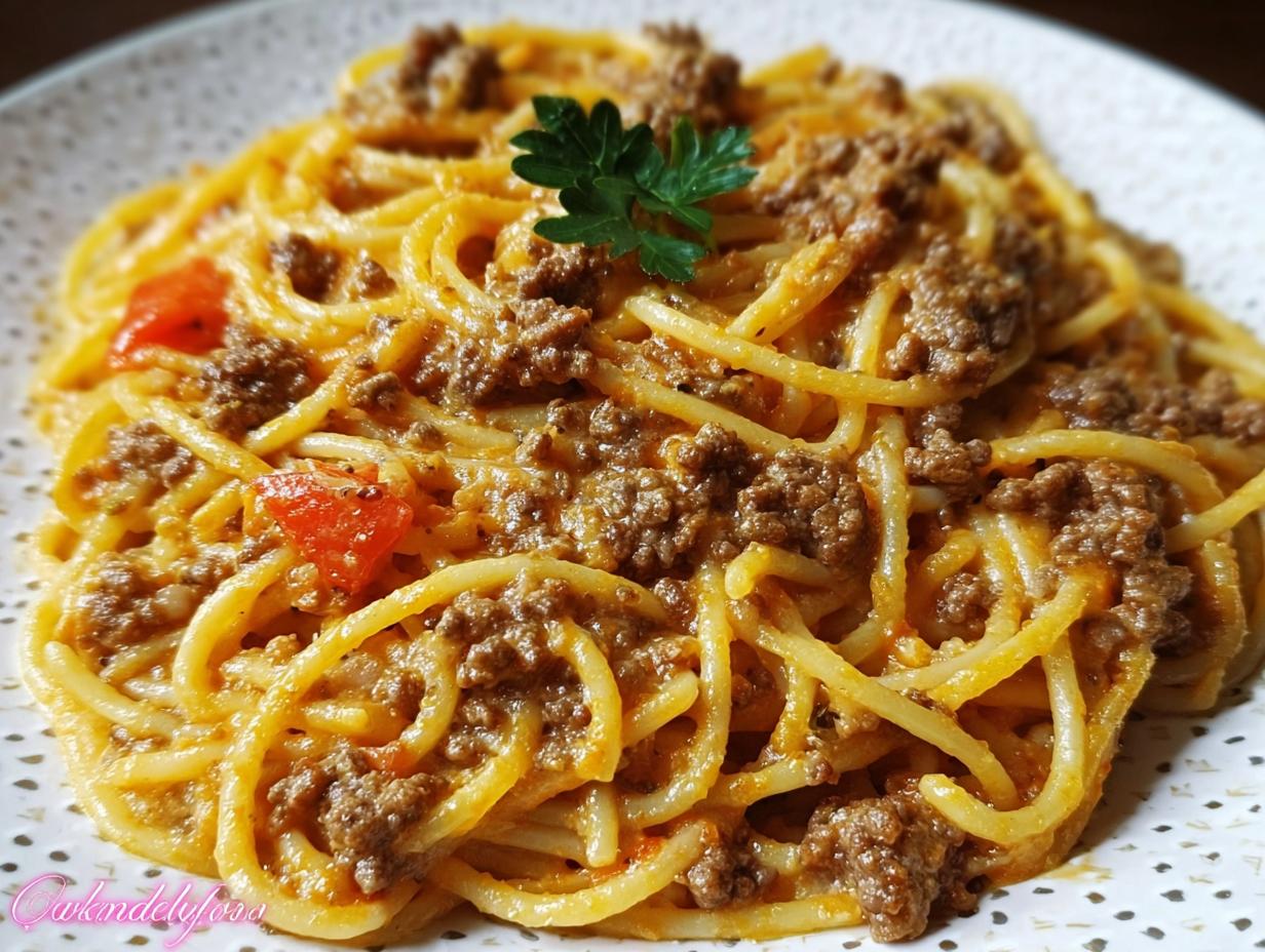 Creamy Italian Spaghetti Ground: 1 Pot Wonder 5 Creamy Italian Spaghetti Ground: 1 Pot Wonder - step-by-step process of making creamy Italian spaghetti ground beef