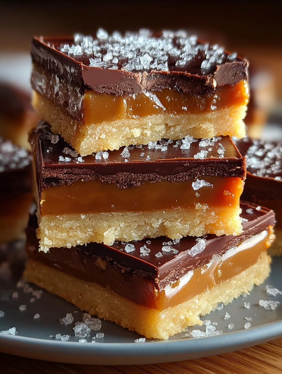 Irresistible Millionaire Shortbread Caramel Chocolate layered dessert on a plate