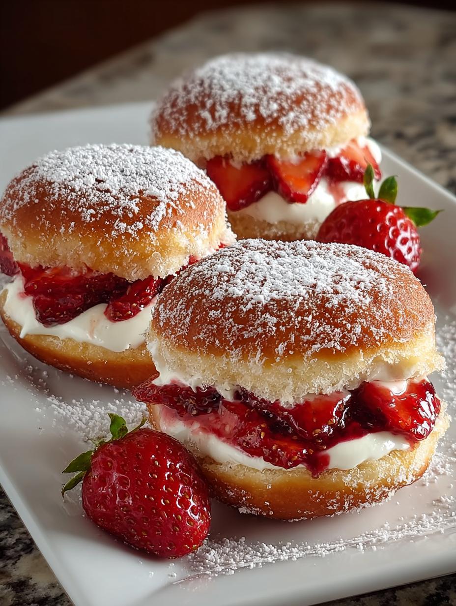 Delicious Strawberry Cheesecake Stuffed Donuts Recipe - Strawberry Cheesecake Stuffed Donuts - additional detail