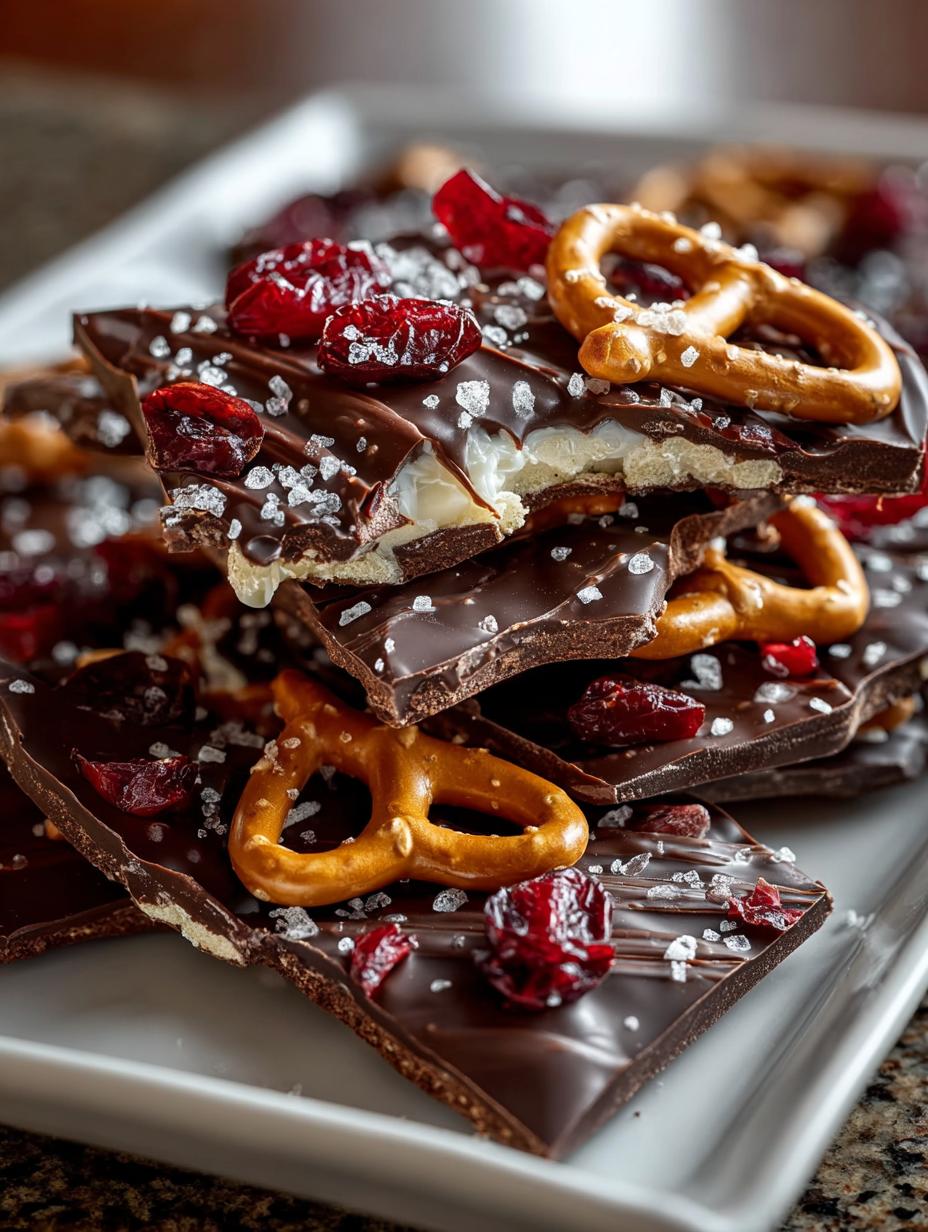 Delicious Cherry Chocolate Pretzel Bark Recipe - Cherry Chocolate Pretzel Bark - additional detail