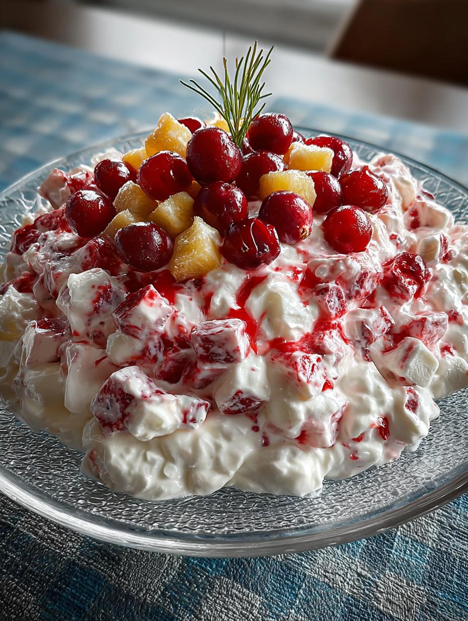 Cranberry Fluff Salad Holiday: 5 Steps to Delight preparation and finished dish