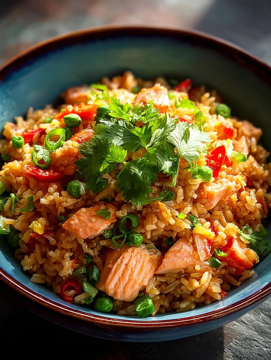 Delicious Salmon Fried Rice in 30 Minutes - Salmon Fried Rice - main visual representation