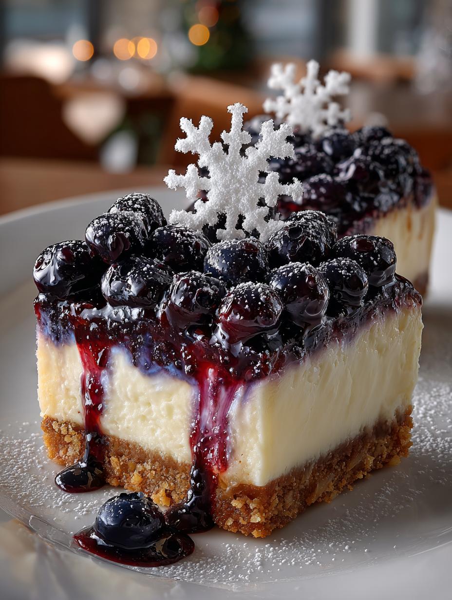 Christmas Snowflake Blueberry Cheesecake