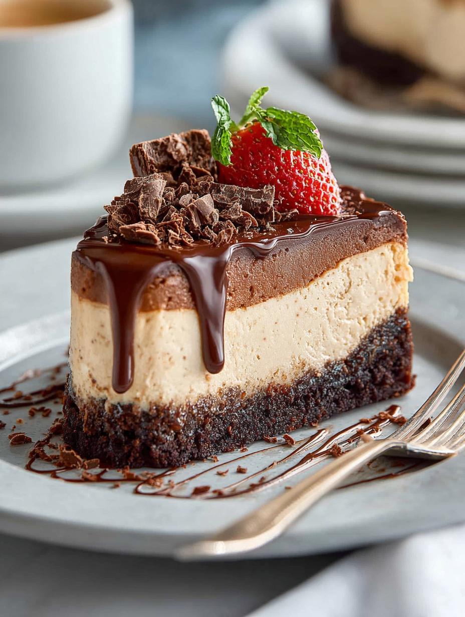 Delicious Coffee Cheesecake with Rich Chocolate Ganache - Coffee Cheesecake - additional detail