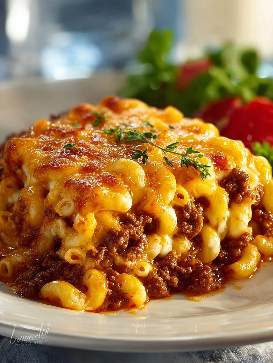 Cheesy Beef Macaroni Casserole: 7 Comforting Layers - Cheesy Beef Macaroni Casserole - additional detail