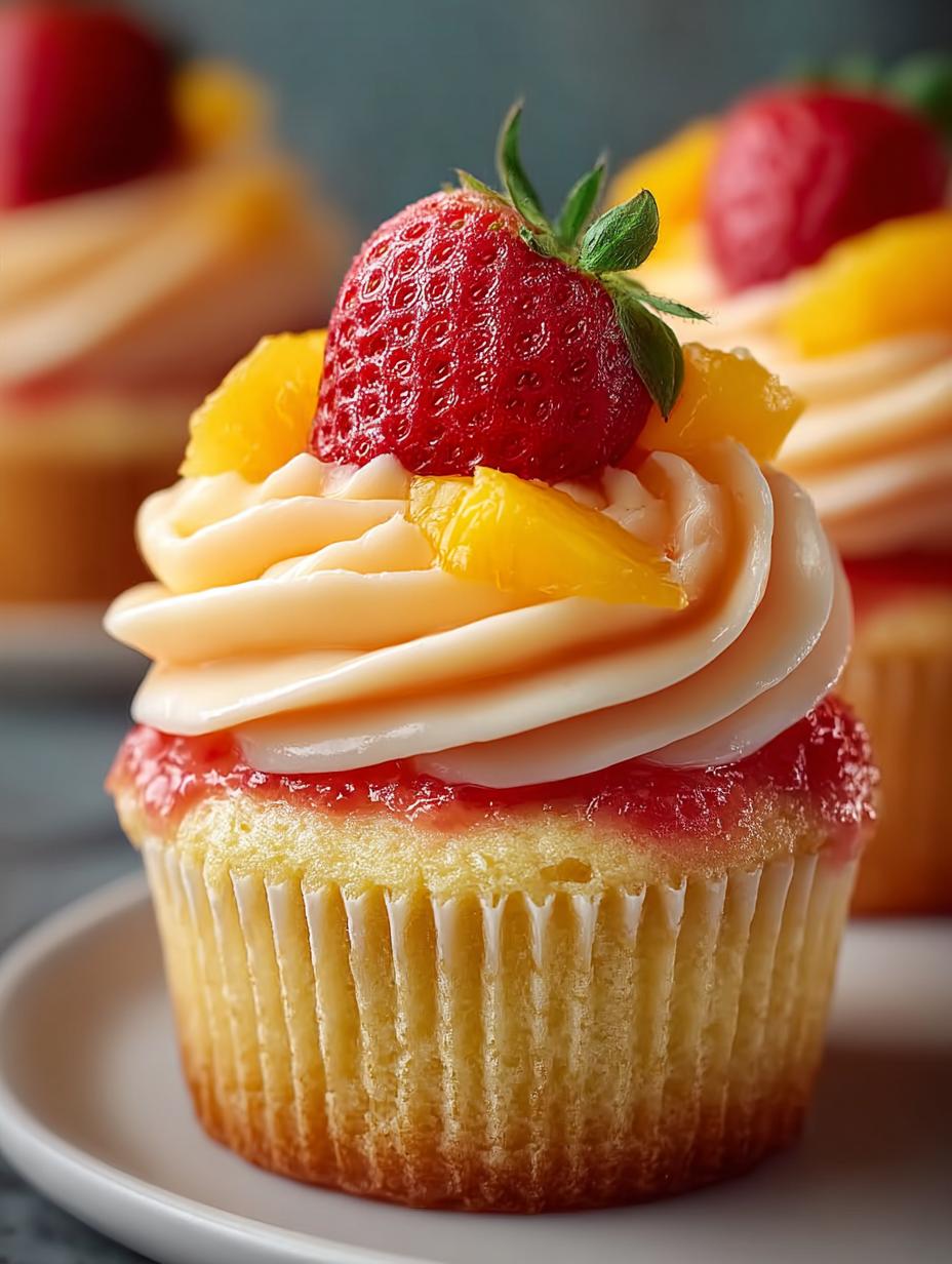 Mango Strawberry Sunset Cupcakes: 12 Tropical Delights - Mango Strawberry Sunset Cupcakes - additional detail
