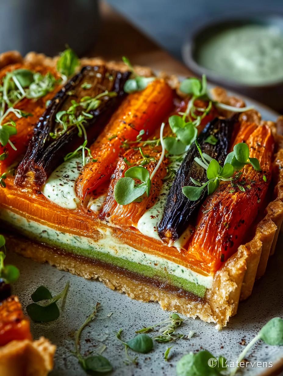 Delicious Carrot Tart with Green Goddess Ricotta - Carrot Tart with Green - main visual representation