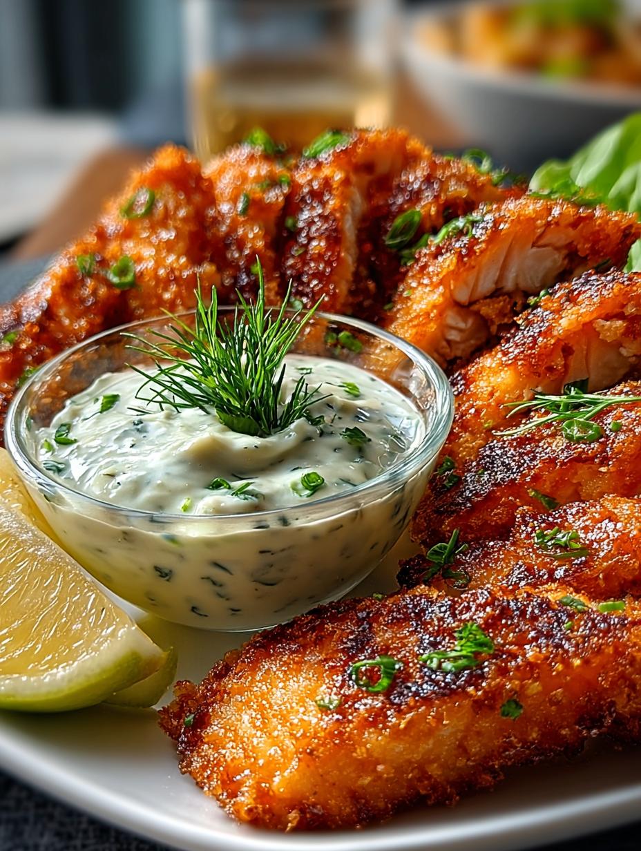 Crispy Salmon Strips with Herb Tartar Dip for a Healthy Crunch - Crispy Salmon Strips with - main visual representation