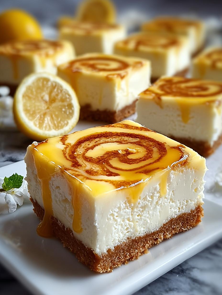 Elegant Lemon Marbled Cheesecake Bars to Savor - Elegant Lemon Marbled Cheesecake - additional detail