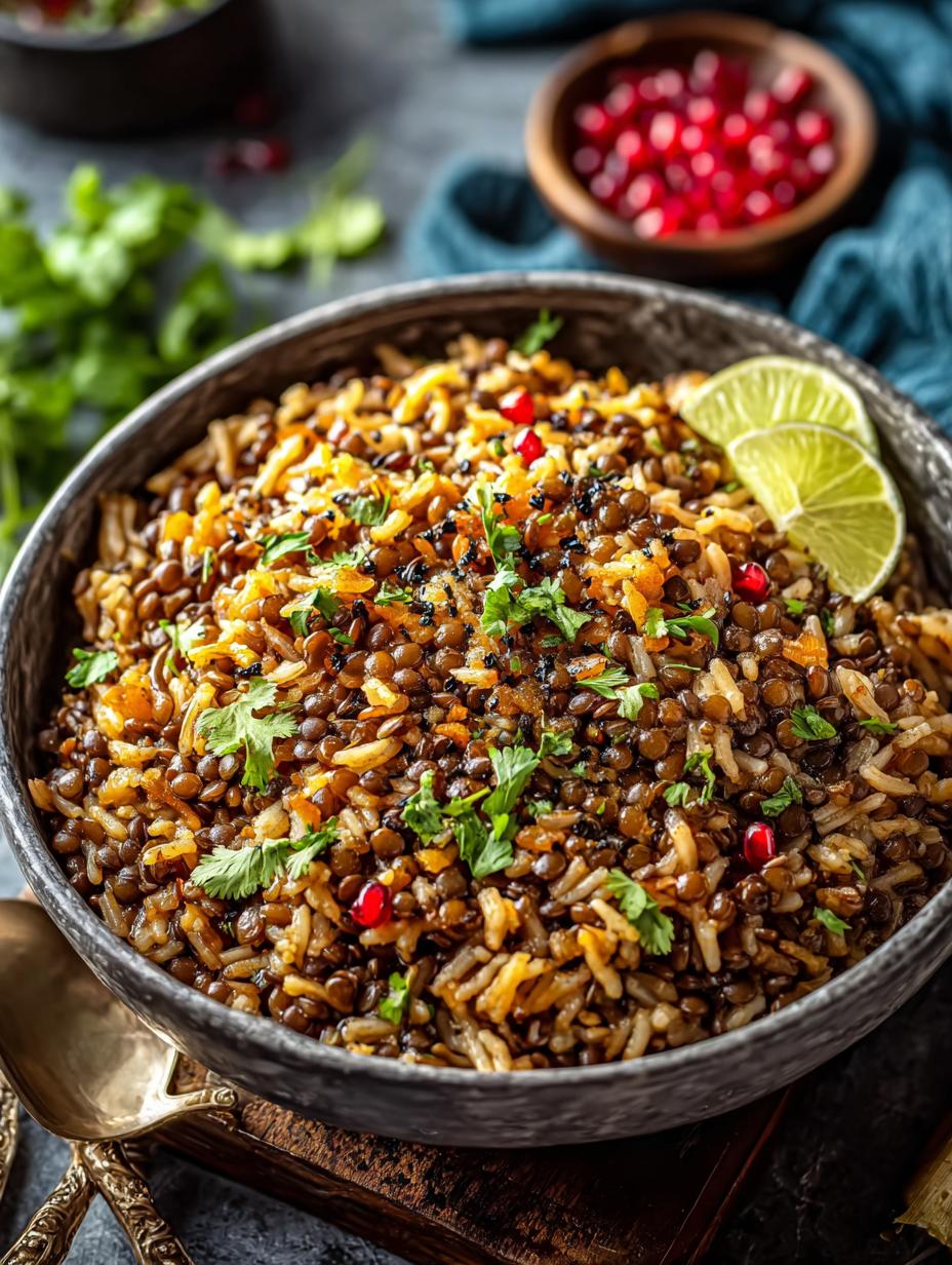 Delicious Mujadara Lentils Rice with Caramelized Onions - Mujadara Lentils Rice - additional detail