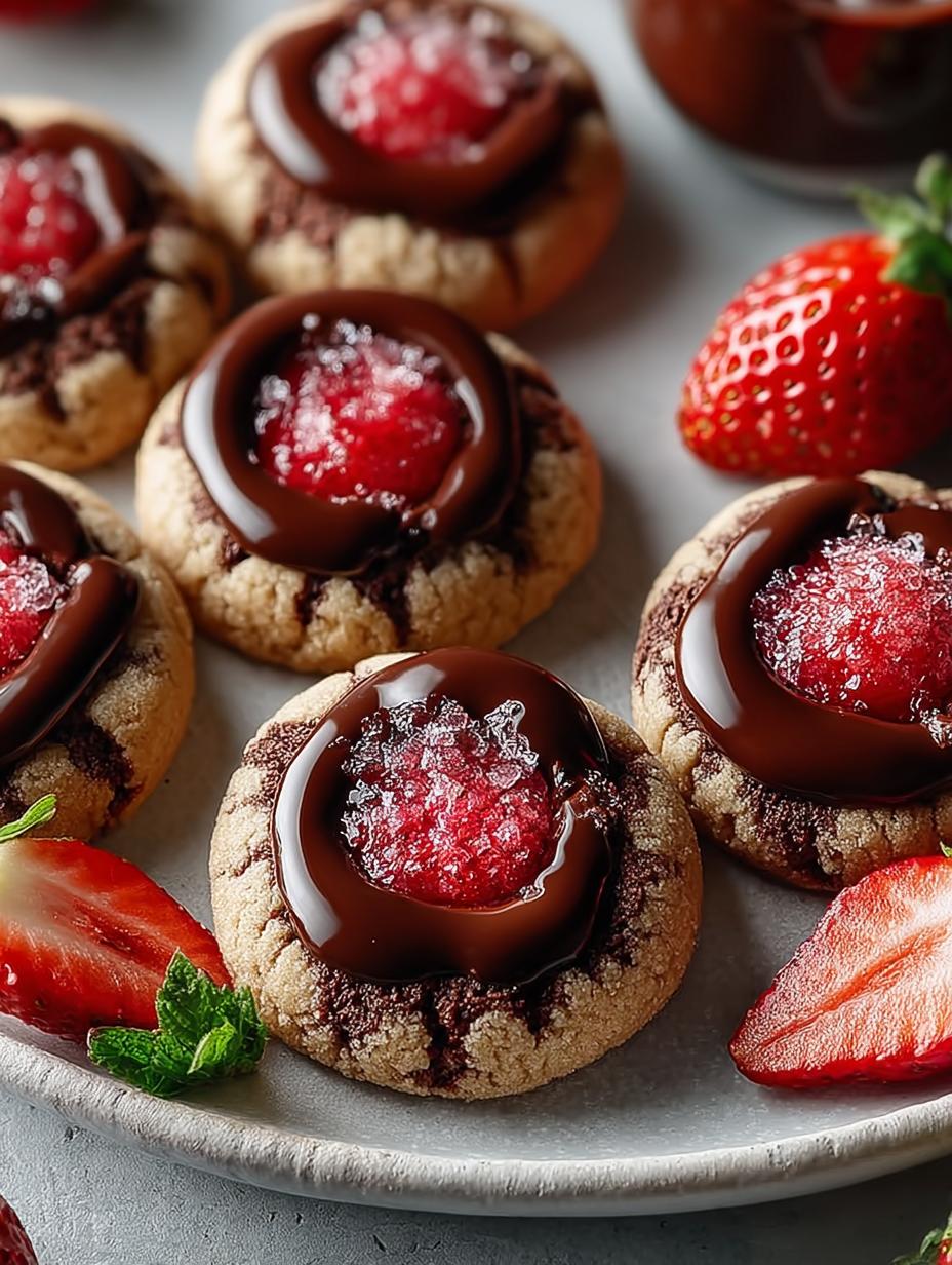 Delightful Strawberry Chocolate Thumbprint Cookies Recipe - Strawberry Chocolate Thumbprint Cookies - main visual representation