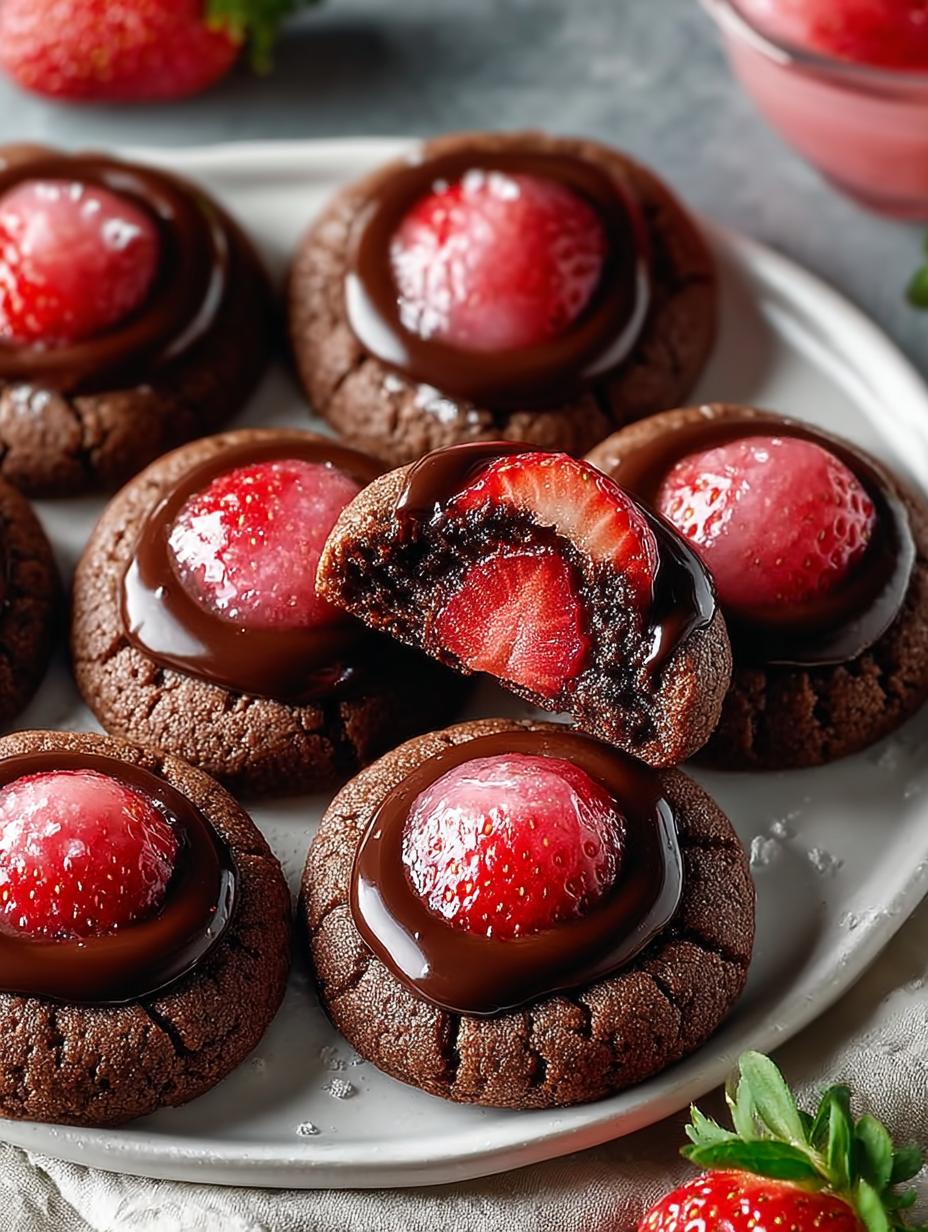 Delightful Strawberry Chocolate Thumbprint Cookies Recipe - Strawberry Chocolate Thumbprint Cookies - additional detail
