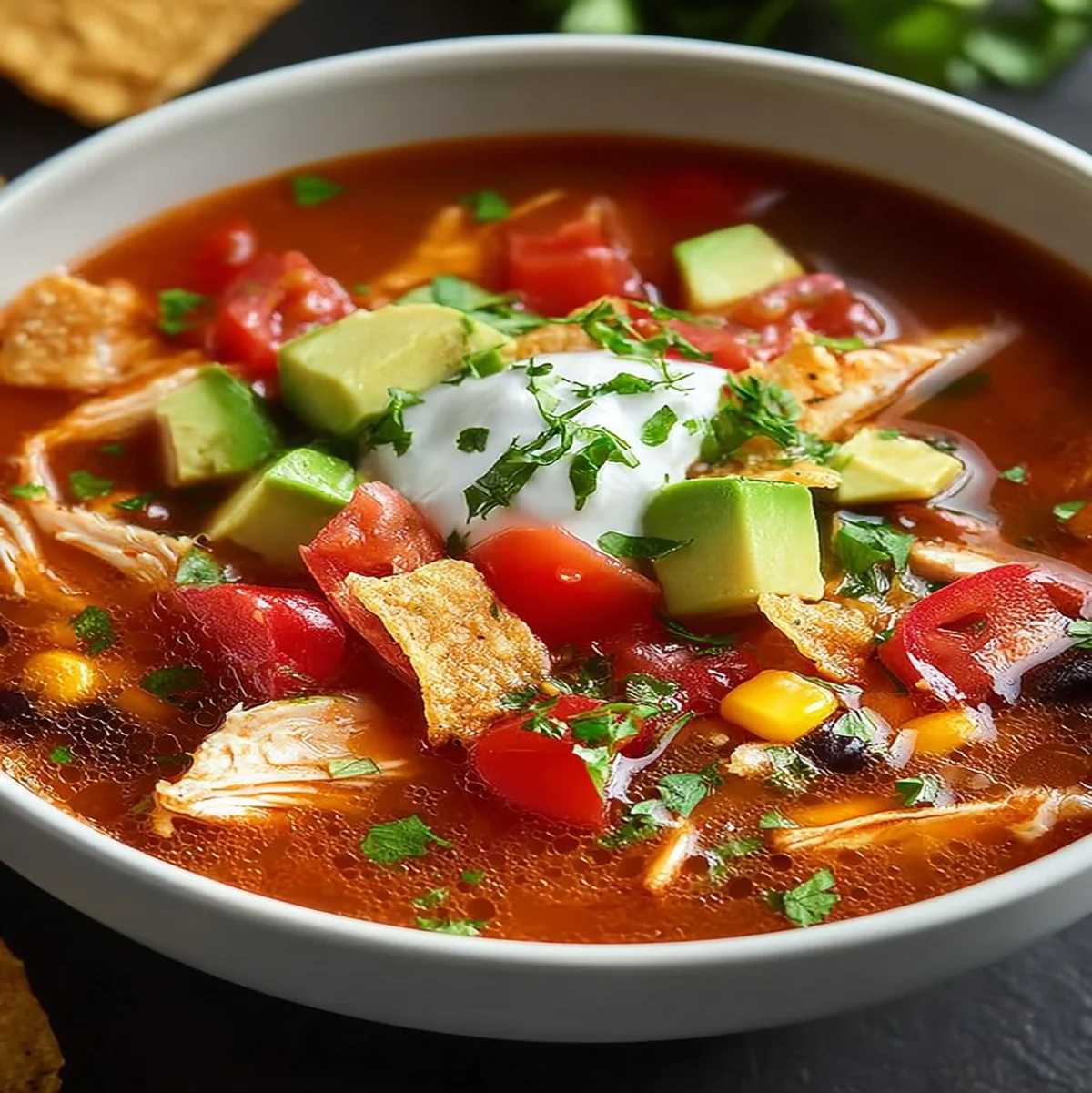 Cozy Chicken Tortilla Soup: 6 Comforting Ingredients fresh and ready to serve