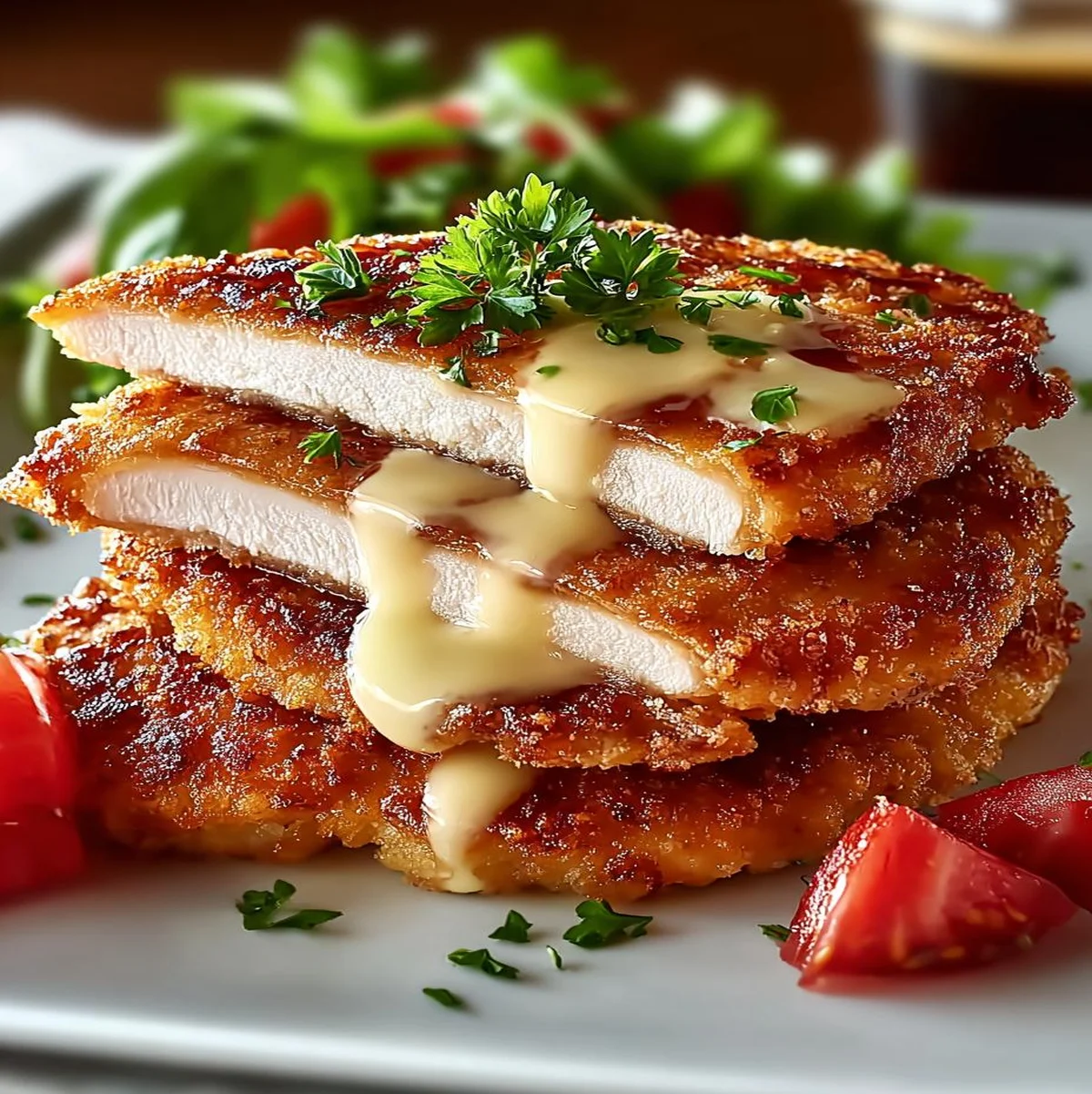 Crispy Malibu Chicken with Ham: A Comfort Delight 10 Beautifully served on a plate, ready to enjoy