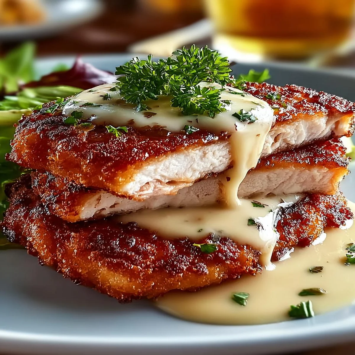 Crispy Malibu Chicken with Ham: A Comfort Delight fresh and ready to serve
