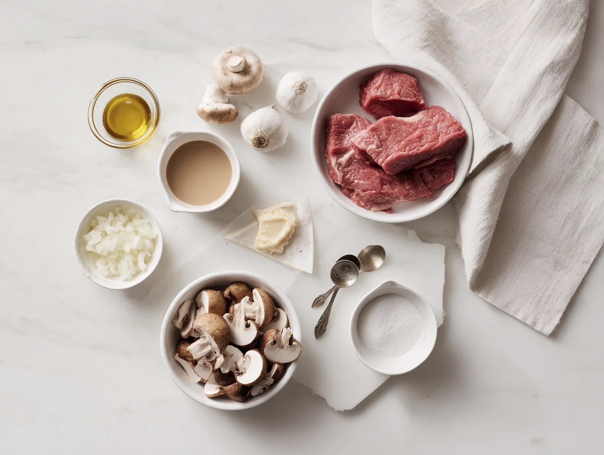 All ingredients measured and laid out on a cutting board