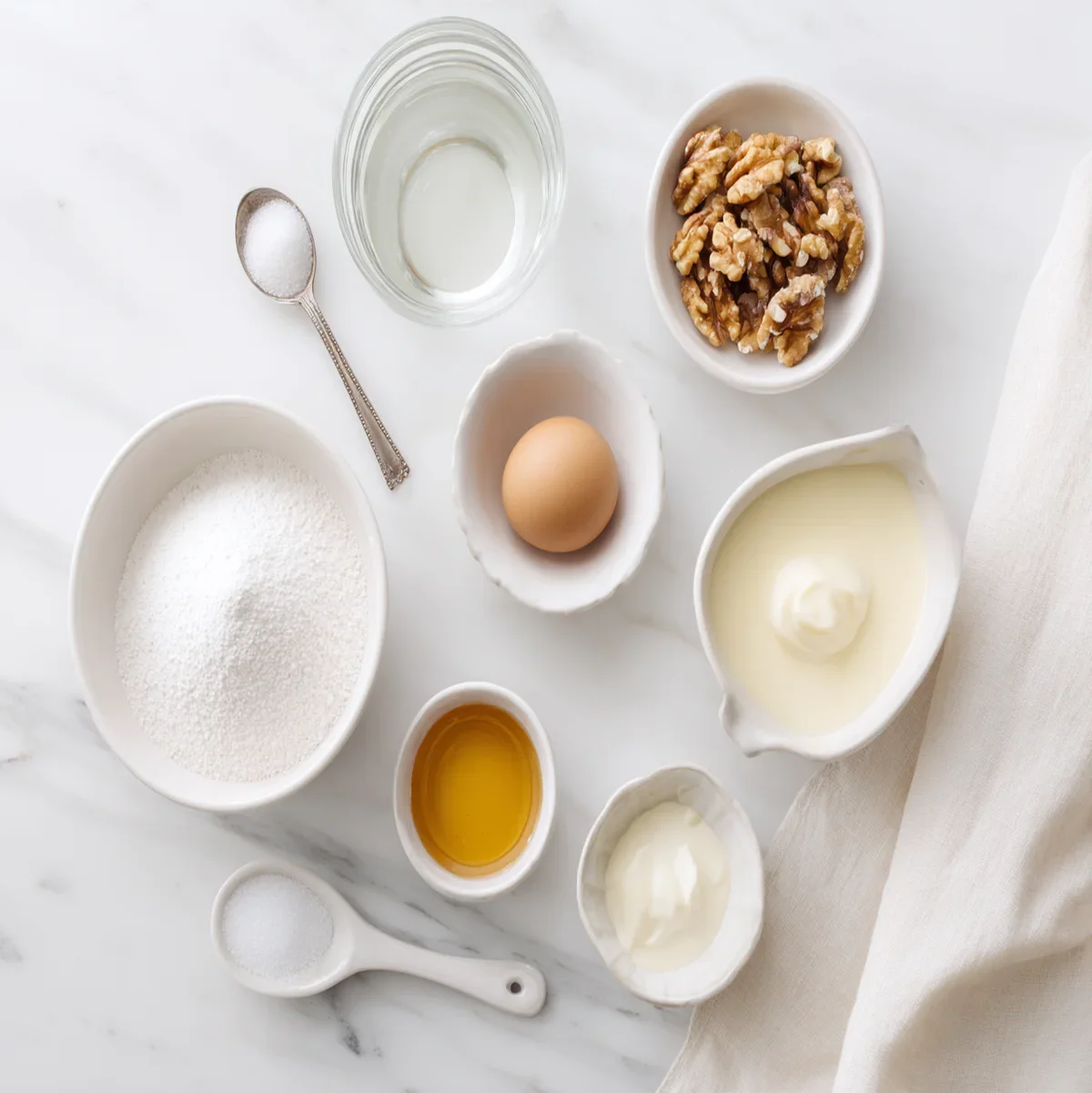 All ingredients measured and laid out on a cutting board