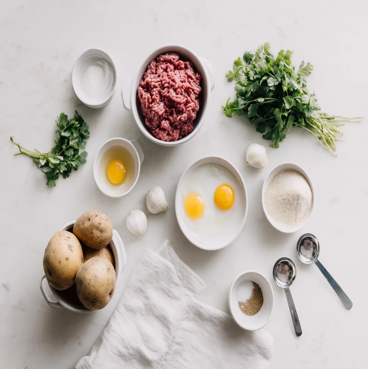 All ingredients measured and laid out on a cutting board